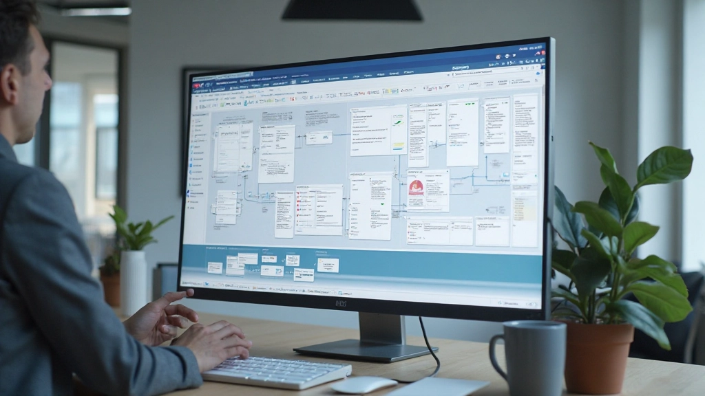 Informatiearchitectuur diagram met website structuur en navigatie hiërarchie op groot scherm